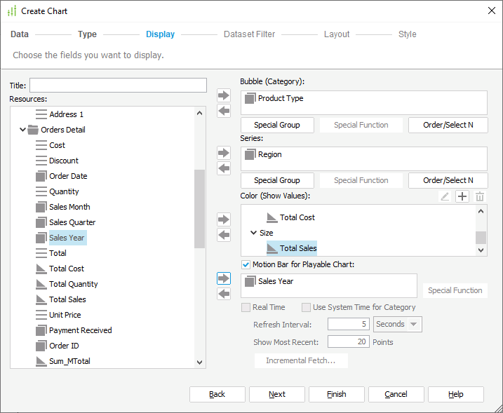 Add Fields for the Chart