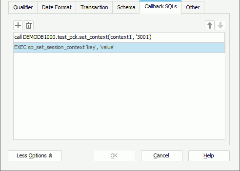 Callback SQL Statement Example for Oracle