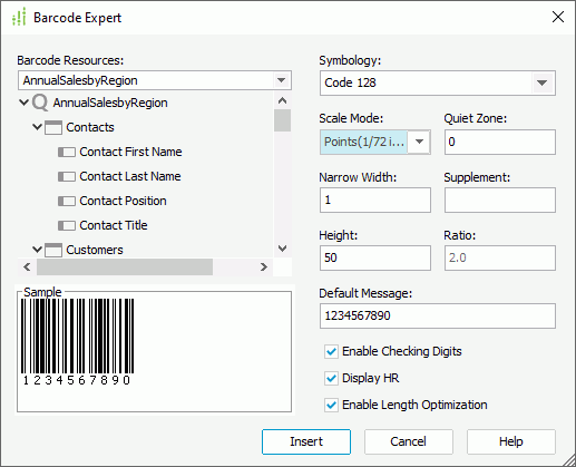 Barcode Expert dialog box