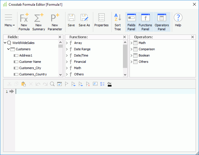 Crosstab Formula Editor