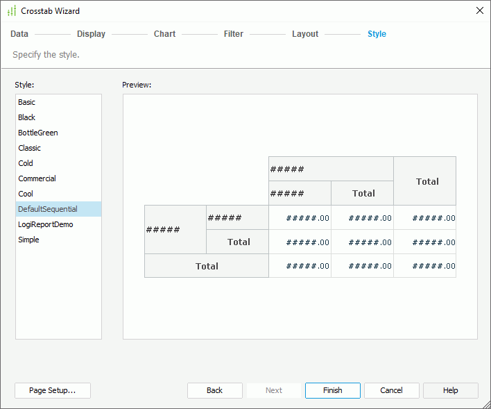 Crosstab Wizard - Style