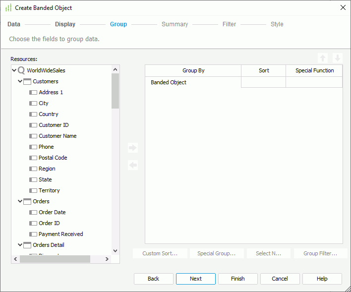 Create Banded Object - Group