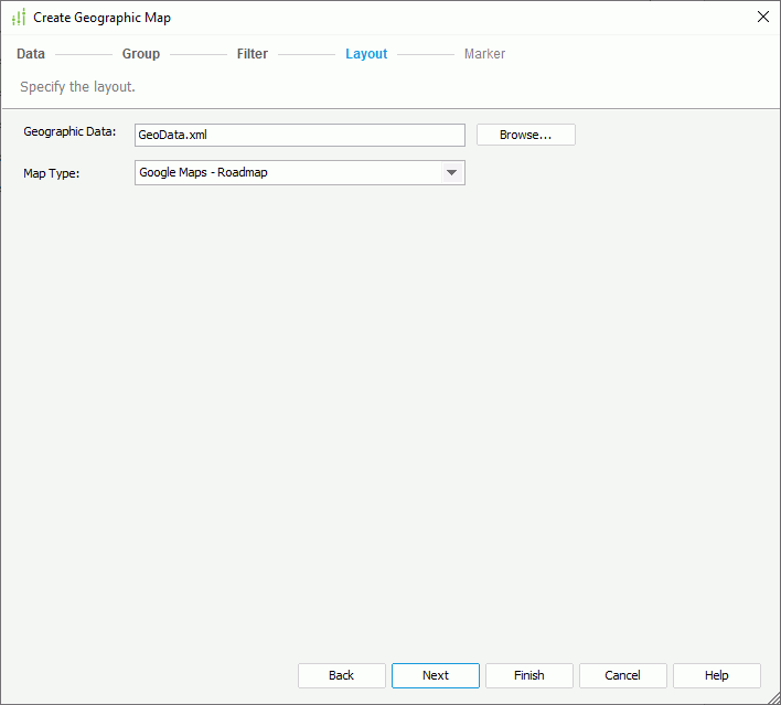 Create Gepgraphic Map wizard - Layout