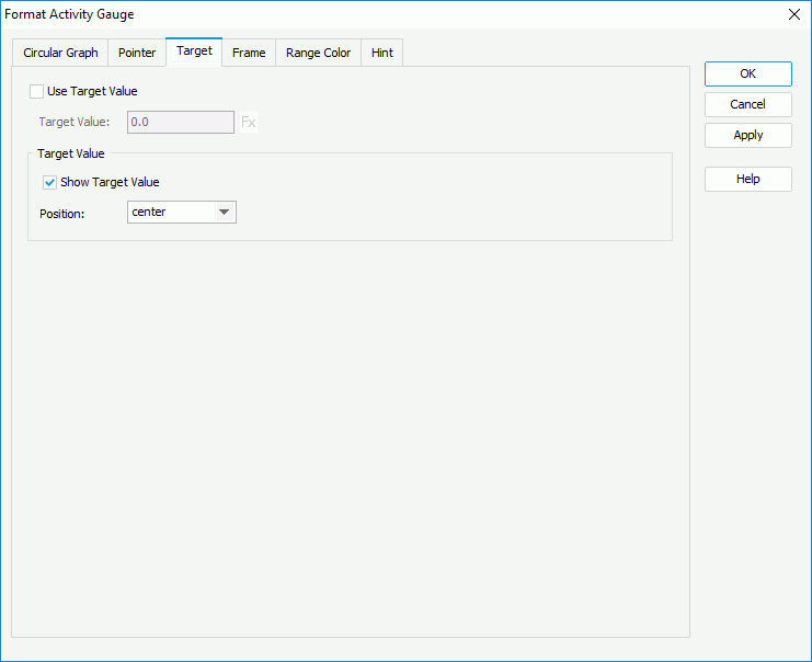 Format Activity Gauge dialog box - Target