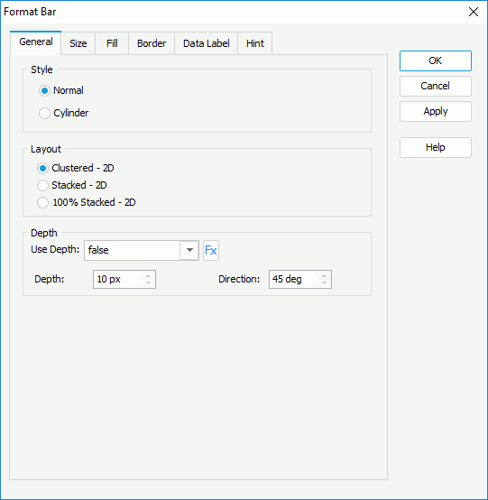 Format Bar dialog box - General 2-D