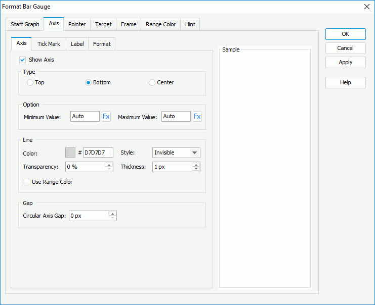 Foramt Bar Gauge dialog box - Axis - Axis