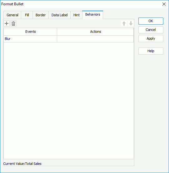 Format Bullet dialog box - Behaviors