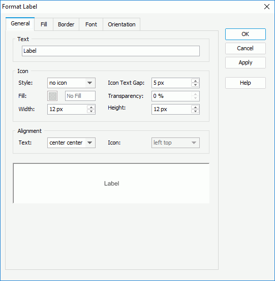 Format Label dialog box - General