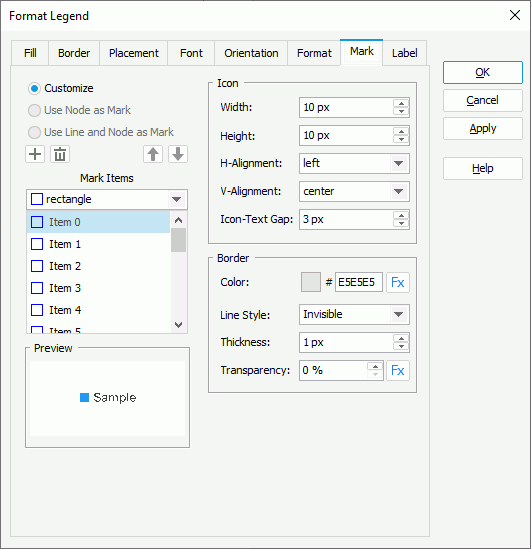 Format Legend dialog box - Mark