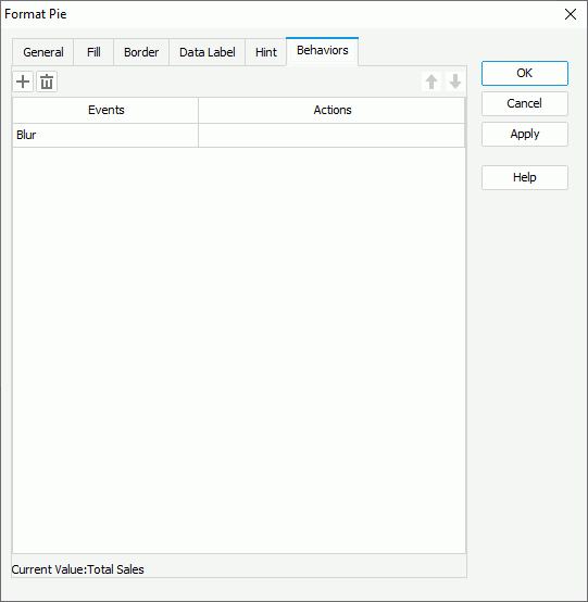 Format Pie dialog box - Behaviors tab