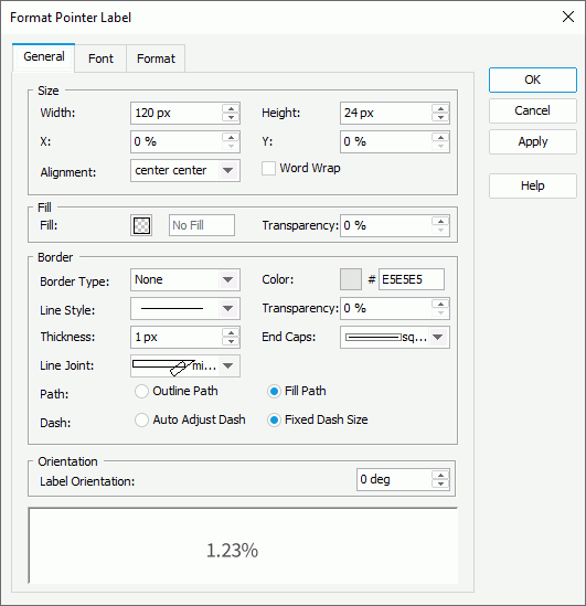 Format Pointer Label dialog box - General