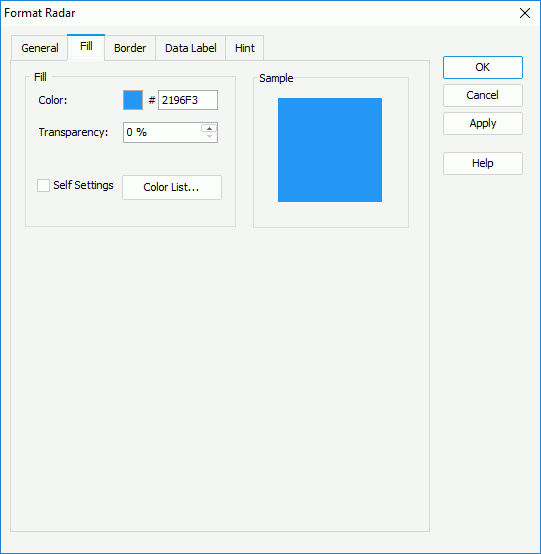 Format Radar dialog box - Fill