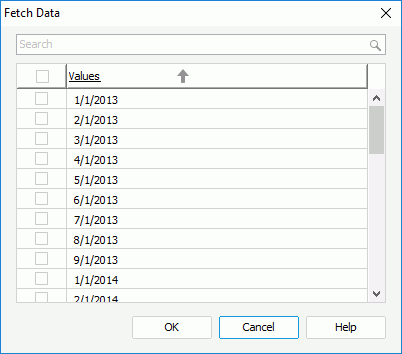 Fetch Data dialog box