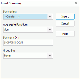 Insert Summary dialog box