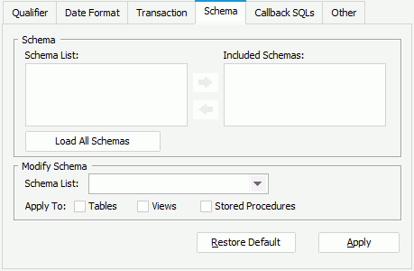 JDBC Connection Options - Schema