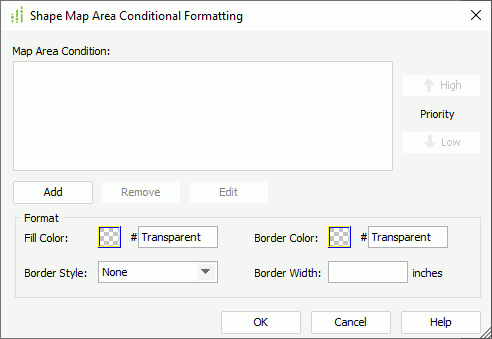 Shape Map Area Conditional Formatting dialog box