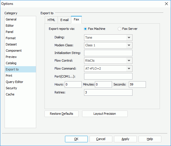 Fax Machine Settings