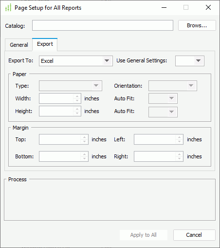 Page Setup for All Report - Export tab