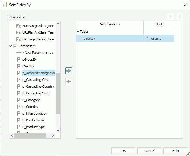 Specify Parameter as Sort-by Field