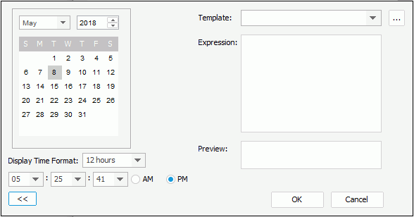 Calendar dialog box