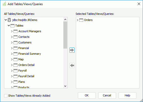 Add Table for the Query