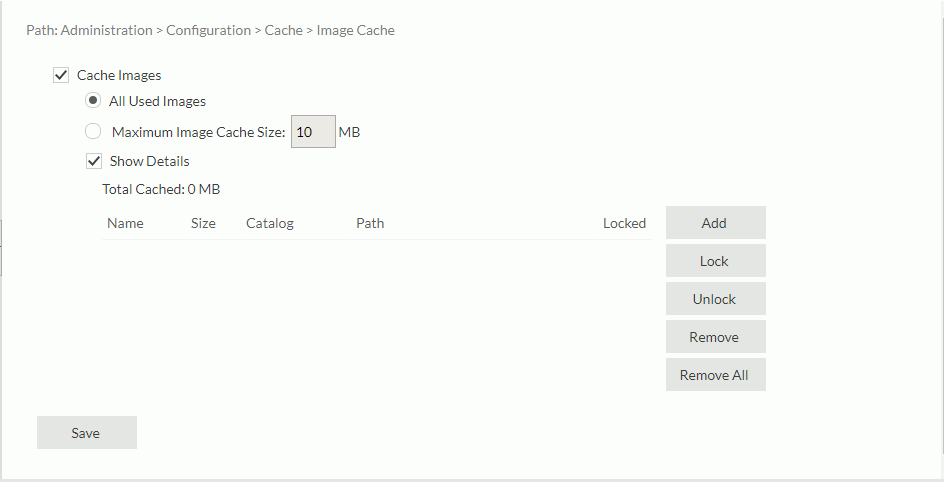 Configure Image Cache