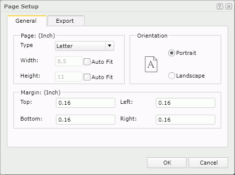 Page Setup dialog - General tab