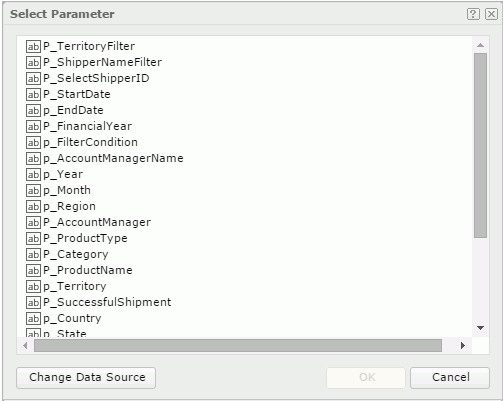 Select Parameter dialog