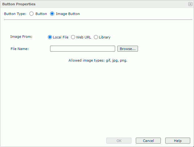 Button Properties dialog box - Image Button