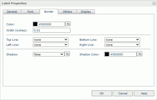 Label Properties dialog box - Border tab