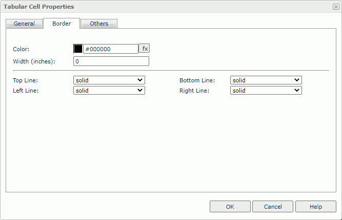 Table Cell Properties dialog box - Border tab