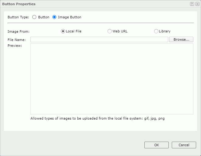 Button Properties dialog box - Image Button