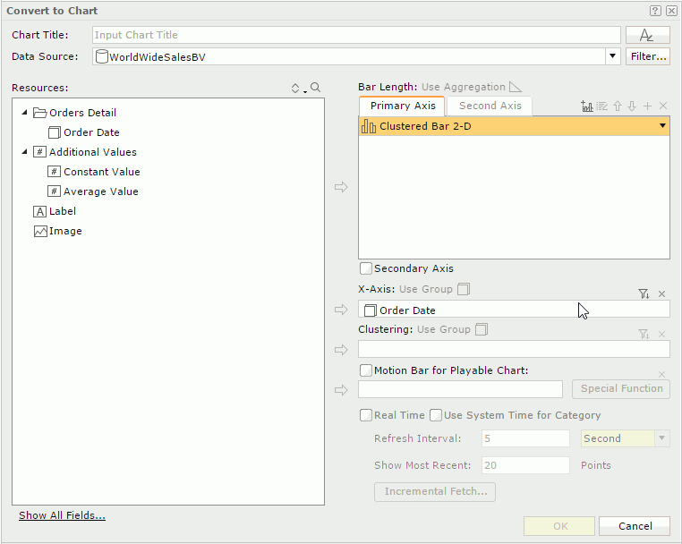 Convert to Chart dialog - Common