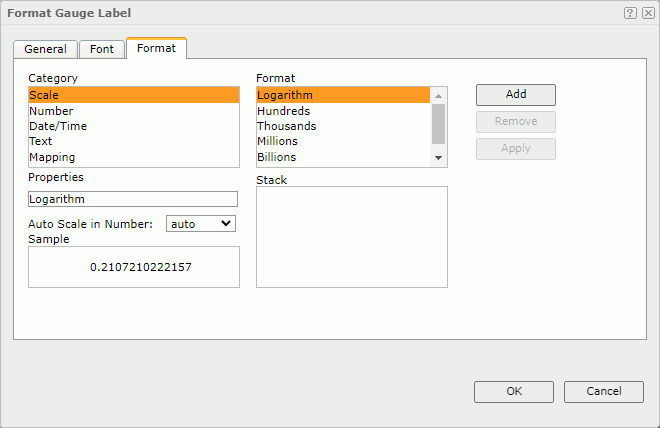 Format Gauge Label - Format