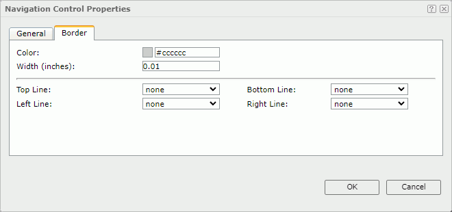 Navigation Control Properties dialog - Border tab