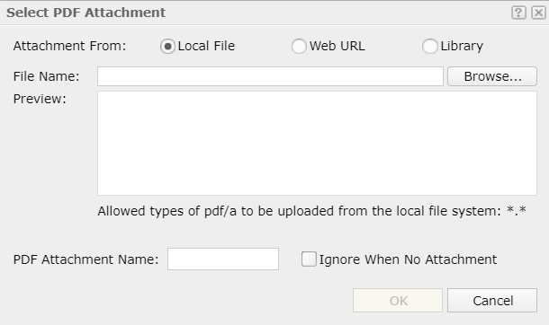 Select PDF Attachment dialog box