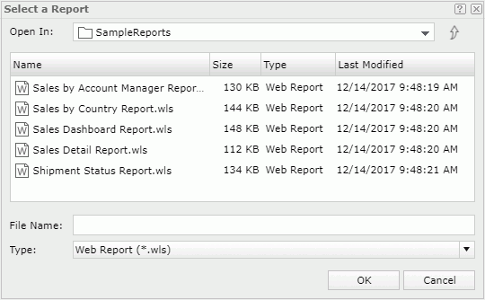 Select a Report dialog