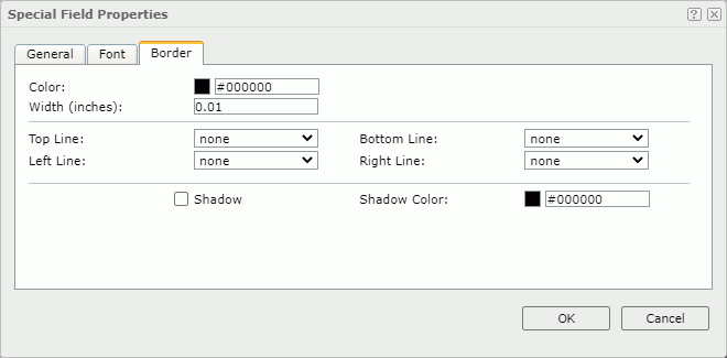 Special Field Properties dialog - Border tab